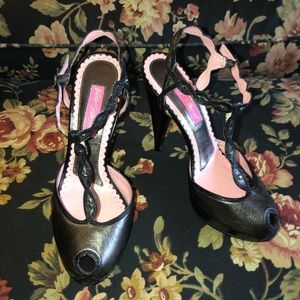Betsey Johnson Peep Toe T-strap Slingback Heels